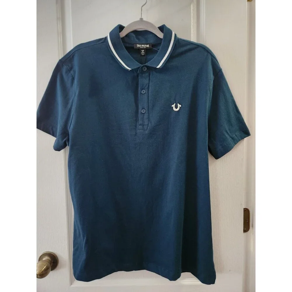 True Religion Polo Shirt Mens‎ Green Short Sleeve Collared Neck Classic Size M